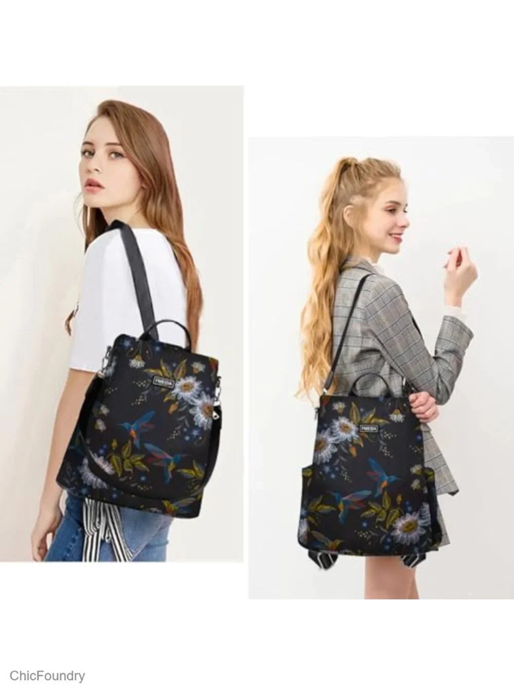 Waterproof Nylon Oxford Backpack Purse for Women Anti-Theft Travel Daypack with